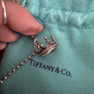 Tiffany & Co. Silver Crown Charm Necklace - Like New, 20” Chain with Pouch